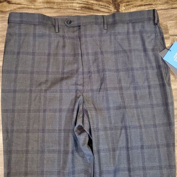 NWT $150 Shaquille O'Neal XLG Mens Grey Plaid Suit Pants 50x32 46x30 44x32 48x30 - Picture 2 of 9